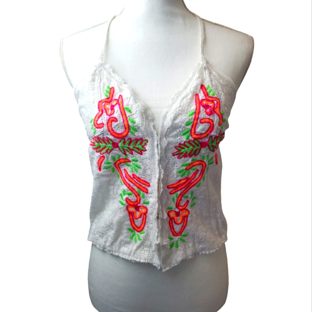 Antica Sartoria by Giacomo Cinque Cropped Halter Top Small White *Flaw*